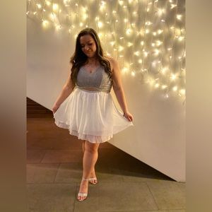 Grey & White Homecoming/Formal Dress